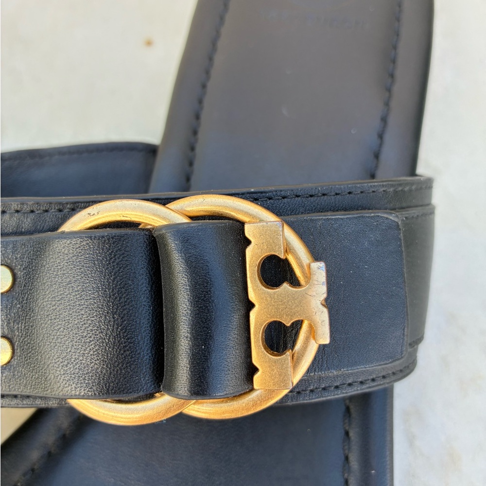 Tory Burch Black Marsden Sandal with gold buckle Worn once - Picture 5 of 9